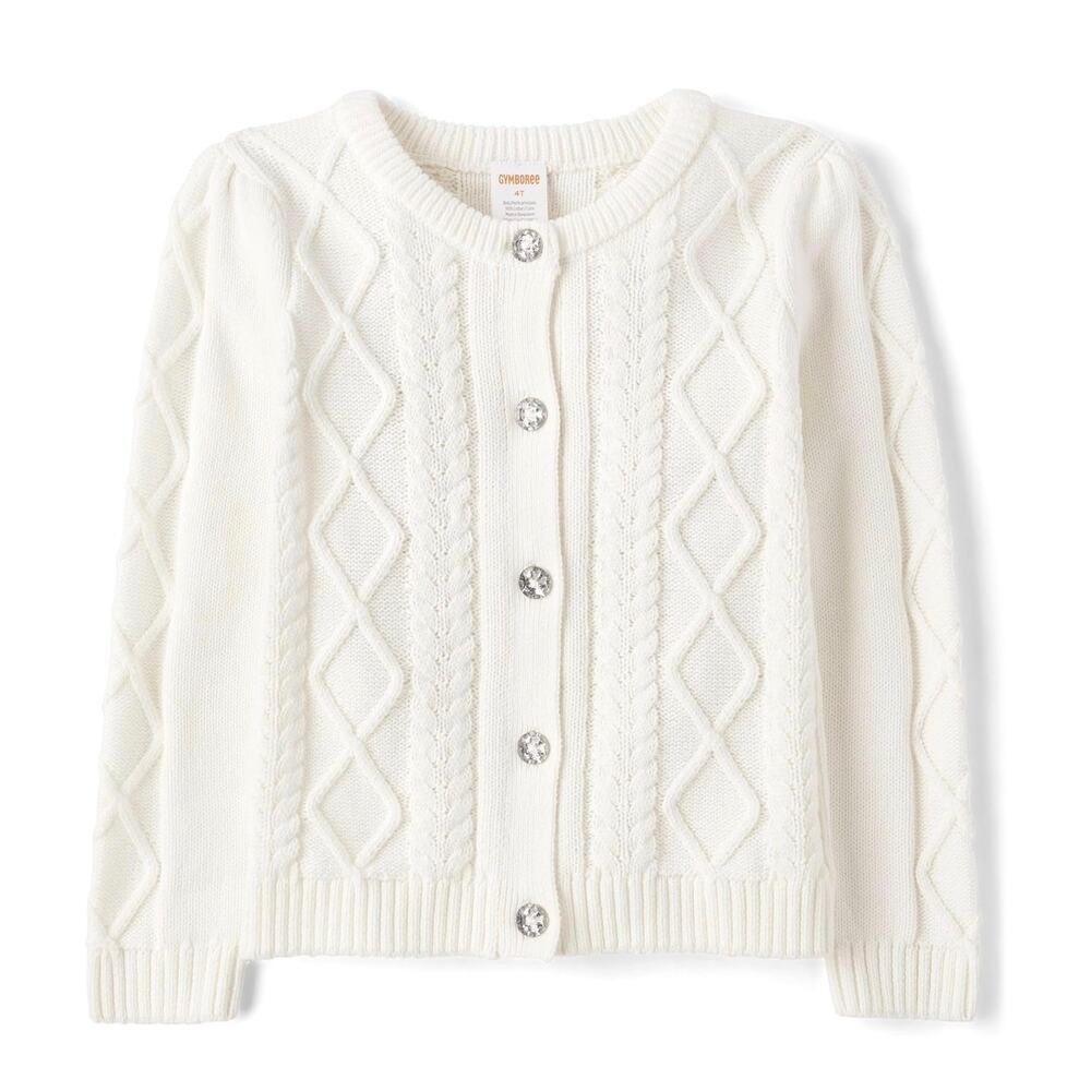$60 Gymboree Girls Soft White Cable Knit cardigan size 7